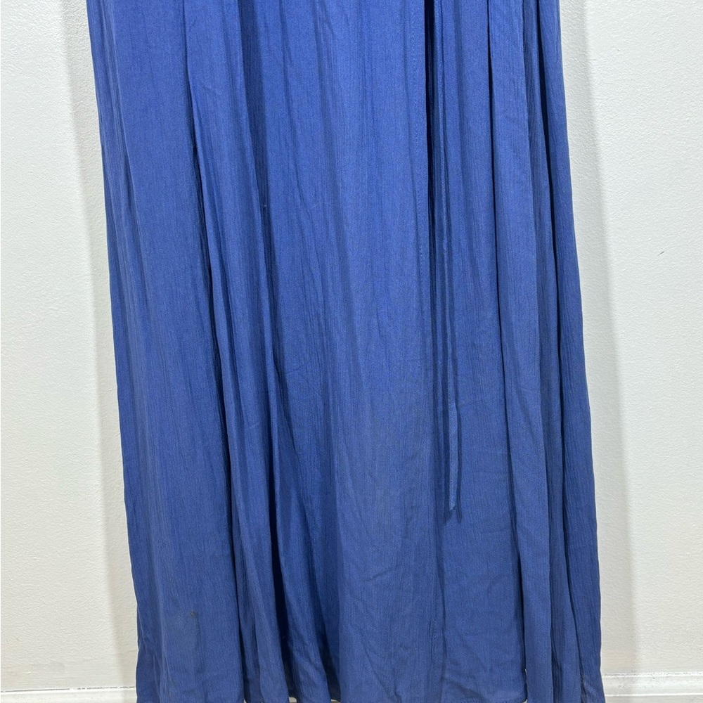 NWT Lulus Heart Of Marigold Wrap Maxi Dress Fluttering Sleeves Blue Sz L - Picture 6 of 16